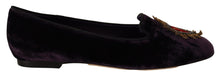 Load image into Gallery viewer, Dolce & Gabbana Chic Purple Velvet Loafers with Heart Detail