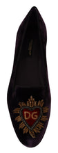 Load image into Gallery viewer, Dolce & Gabbana Chic Purple Velvet Loafers with Heart Detail