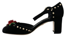 Load image into Gallery viewer, Dolce & Gabbana Black Pearl Crystal Vally Heels Sandals Shoes