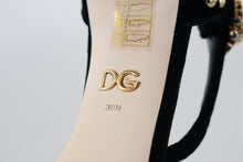 Load image into Gallery viewer, Dolce & Gabbana Black Pearl Crystal Vally Heels Sandals Shoes