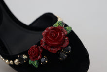 Load image into Gallery viewer, Dolce & Gabbana Black Pearl Crystal Vally Heels Sandals Shoes