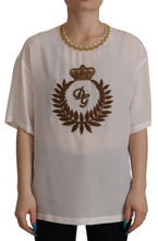 Load image into Gallery viewer, Dolce & Gabbana Elegant Silk Blouse with Gold Crown Embroidery
