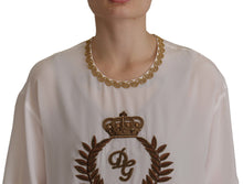 Load image into Gallery viewer, Dolce & Gabbana Elegant Silk Blouse with Gold Crown Embroidery