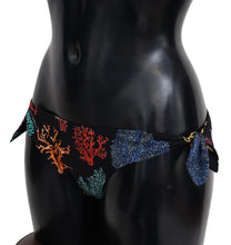 Load image into Gallery viewer, Dolce & Gabbana Chic Black Side-Tie Coral Print Bikini Bottom