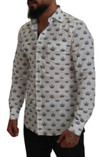 Load image into Gallery viewer, Dolce & Gabbana White Crown Print Slim Fit Cotton Shirt