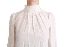 Load image into Gallery viewer, Dolce & Gabbana Elegant White Silk Turtle Neck Blouse