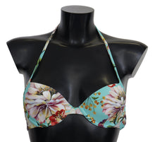 Load image into Gallery viewer, Dolce & Gabbana Chic Mint Green Floral Bikini Top
