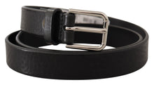Load image into Gallery viewer, Dolce & Gabbana Elegant Black Leather Belt with Metal Buckle