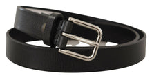 Load image into Gallery viewer, Dolce & Gabbana Elegant Black Leather Belt with Metal Buckle