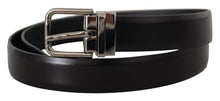 Load image into Gallery viewer, Dolce & Gabbana Elegant Black Leather Belt with Metal Buckle