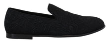 Load image into Gallery viewer, Dolce & Gabbana Elegant Jacquard Black Loafers Slide On Flats