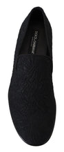 Load image into Gallery viewer, Dolce & Gabbana Elegant Jacquard Black Loafers Slide On Flats