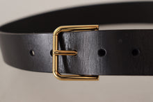 Load image into Gallery viewer, Dolce & Gabbana Elegant Black Leather Belt with Gold-Tone Buckle