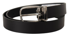 Load image into Gallery viewer, Dolce & Gabbana Elegant Black Leather Belt with Silver Tone Buckle