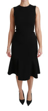 Load image into Gallery viewer, Dolce & Gabbana Elegant Black Fit Flare Wool Blend Dress