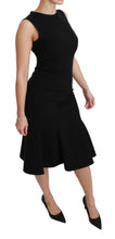 Load image into Gallery viewer, Dolce & Gabbana Elegant Black Fit Flare Wool Blend Dress