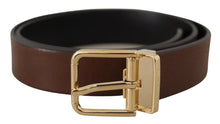 Load image into Gallery viewer, Dolce & Gabbana Elegant Brown Leather Belt with Metal Buckle
