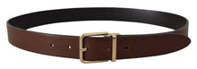 Load image into Gallery viewer, Dolce & Gabbana Elegant Brown Leather Belt with Metal Buckle