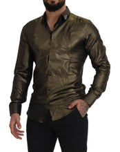 Load image into Gallery viewer, Dolce & Gabbana Elegant Gold Slim Fit Shirt with Crown Embroidery