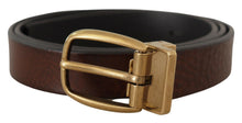 Load image into Gallery viewer, Dolce & Gabbana Elegant Brown Leather Belt with Logo Buckle