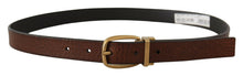 Load image into Gallery viewer, Dolce & Gabbana Elegant Brown Leather Belt with Logo Buckle