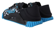 Load image into Gallery viewer, Dolce & Gabbana Black Blue Fabric Lace Up NS1 Sneakers