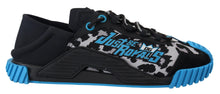 Load image into Gallery viewer, Dolce & Gabbana Black Blue Fabric Lace Up NS1 Sneakers