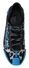 Load image into Gallery viewer, Dolce & Gabbana Black Blue Fabric Lace Up NS1 Sneakers