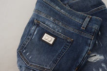 Load image into Gallery viewer, Dolce & Gabbana Blue Tattered Cotton Stretch Slim Denim Jeans
