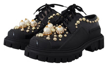 Load image into Gallery viewer, Dolce & Gabbana Black Leather Trekking Derby Embellished Shoes