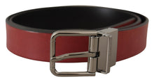 Load image into Gallery viewer, Dolce & Gabbana Elegant Maroon Leather Belt with Silver Tone Buckle
