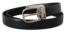 Load image into Gallery viewer, Dolce & Gabbana Elegant Black Leather Belt with Silver Buckle