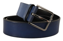 Load image into Gallery viewer, Dolce & Gabbana Elegant Blue Leather Belt with Silver Buckle