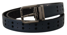 Load image into Gallery viewer, Dolce & Gabbana Elegant Blue Leather Belt with Metal Buckle