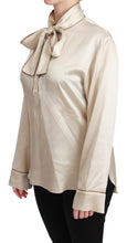 Load image into Gallery viewer, Dolce & Gabbana Elegant Beige Silk Satin Blouse with QUEEN Embroidery