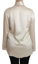 Load image into Gallery viewer, Dolce & Gabbana Elegant Beige Silk Satin Blouse with QUEEN Embroidery