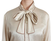 Load image into Gallery viewer, Dolce & Gabbana Elegant Beige Silk Satin Blouse with QUEEN Embroidery