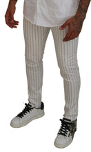 Load image into Gallery viewer, Dolce & Gabbana White Stripes Cotton Skinny Chino Pants