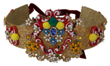 Load image into Gallery viewer, Dolce & Gabbana Gold-Tone Floral Crystal Waist Belt