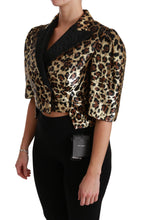 Load image into Gallery viewer, Dolce & Gabbana Gold Leopard Print Short Sleeve Blazer