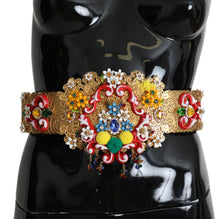 Load image into Gallery viewer, Dolce & Gabbana Golden Floral Crystal Embellished Waist Belt