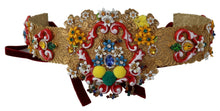 Load image into Gallery viewer, Dolce & Gabbana Golden Floral Crystal Embellished Waist Belt