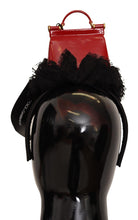 Load image into Gallery viewer, Dolce & Gabbana Exquisite Black Cotton Red Bronze Diadem Headband