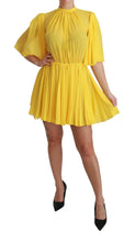 Load image into Gallery viewer, Dolce & Gabbana Silk Pleated A-line Mini Dress in Sunshine Yellow