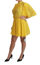 Load image into Gallery viewer, Dolce & Gabbana Silk Pleated A-line Mini Dress in Sunshine Yellow