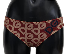Load image into Gallery viewer, Dolce & Gabbana Chic Maroon Beige Logo Print Bikini Bottom