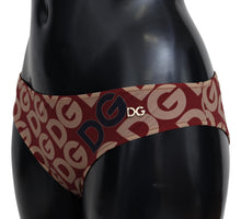 Load image into Gallery viewer, Dolce & Gabbana Chic Maroon Beige Logo Print Bikini Bottom
