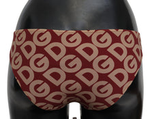 Load image into Gallery viewer, Dolce & Gabbana Chic Maroon Beige Logo Print Bikini Bottom