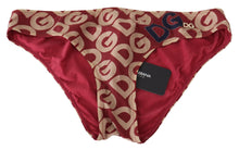 Load image into Gallery viewer, Dolce & Gabbana Chic Maroon Beige Logo Print Bikini Bottom