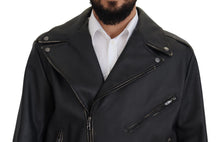 Load image into Gallery viewer, Dolce & Gabbana Elegant Black Leather Biker Jacket